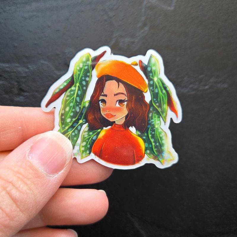 Sticker fille aux plantes