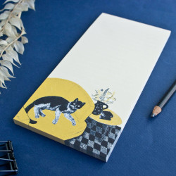 Grand Bloc note chat jaune