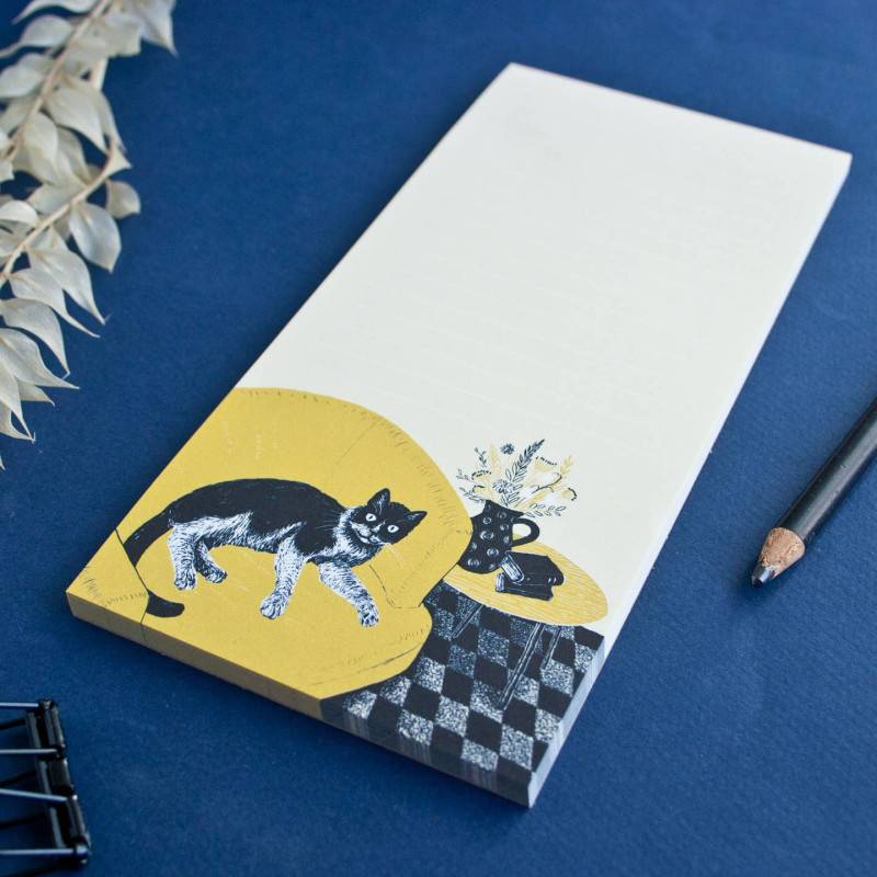 Grand Bloc note chat jaune