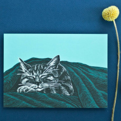 Carte postale chat couché
