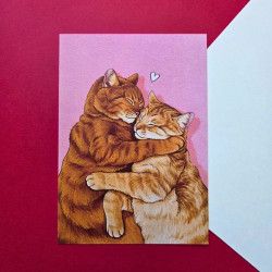 Carte postale amour de chat