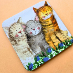 Sous-verre chat - Les 3 amis