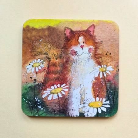 Sous-verre chat - Daisies