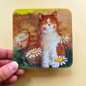Sous-verre chat - Daisies