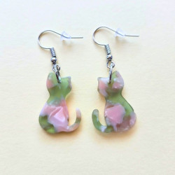 Boucles d'oreilles - Vert et beige