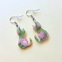Boucles d'oreilles - Vert et beige