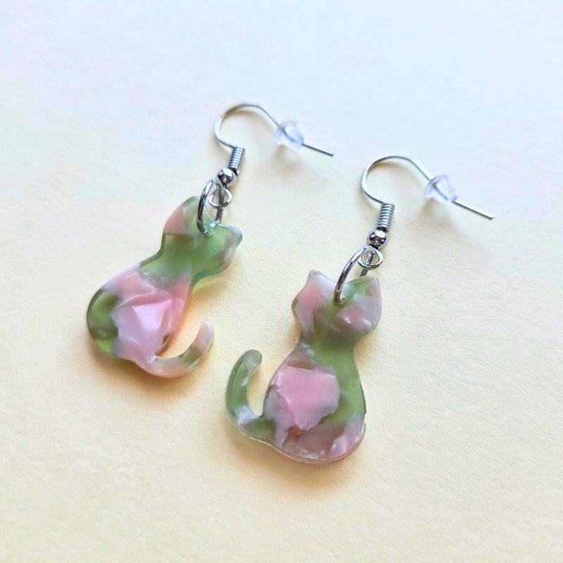 Boucles d'oreilles - Vert et beige