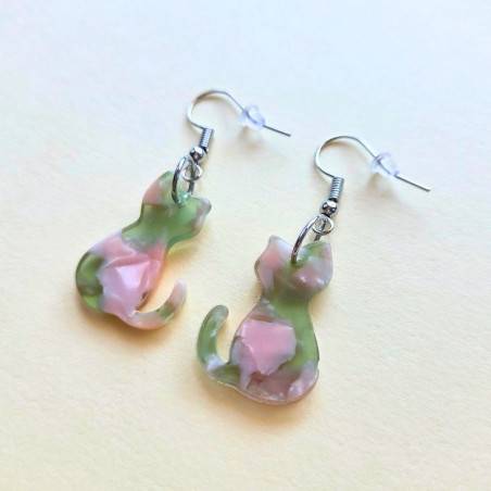 Boucles d'oreilles - Vert et beige