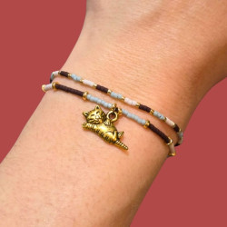 Bracelet perle du japon - Marron et bleu