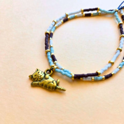 Bracelet perle du japon - Marron et bleu