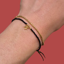 Bracelet perle du japon - Noir et doré