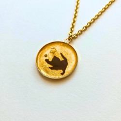 Collier chat résine - Doré