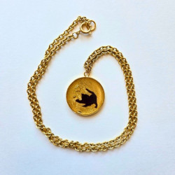 Collier chat résine - Doré