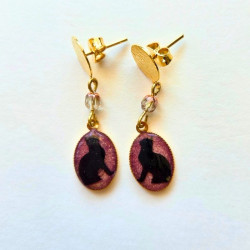 Boucles d'oreilles chat résine - Rose