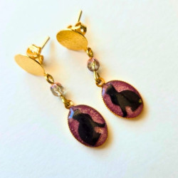 Boucles d'oreilles chat résine - Rose