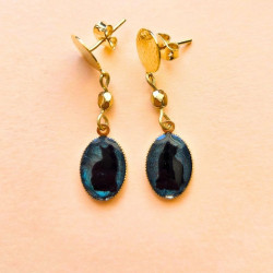 Boucles d'oreilles chat résine - Bleu gris