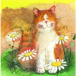 Sous-verre chat - Daisies
