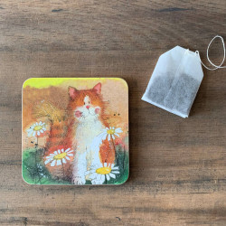 Sous-verre chat - Daisies