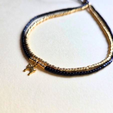 Bracelet perle du japon - Noir et doré