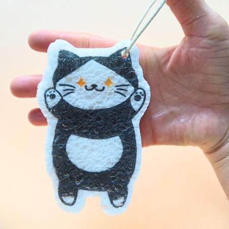 Eponge compacte chat noir et blanc