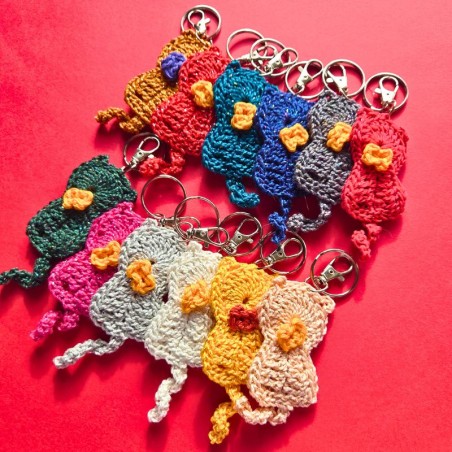 Porte-clefs paillette tricoté Potiron Family