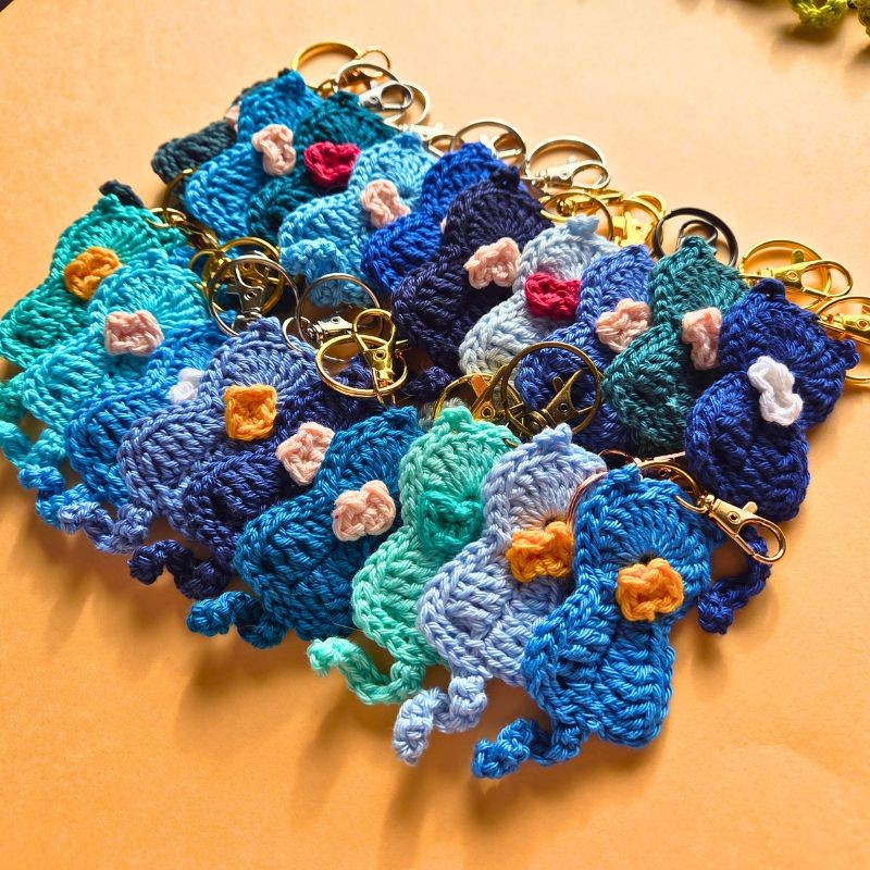 Porte-clefs tricoté Potiron Family