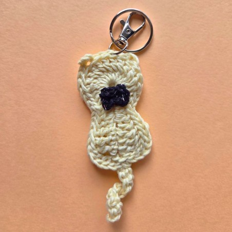 Porte-clefs beige phosphorescent tricoté Potiron Family