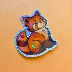 Sticker panda roux pailleté