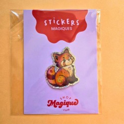 Sticker panda roux pailleté