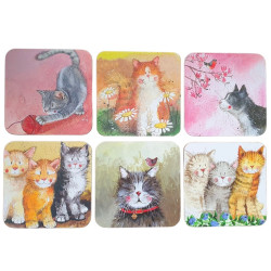 Lot de 6 sous-verre chat