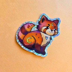 Sticker panda roux pailleté