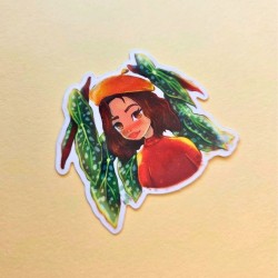 Sticker nature fille avec plantes - décoration autocollant