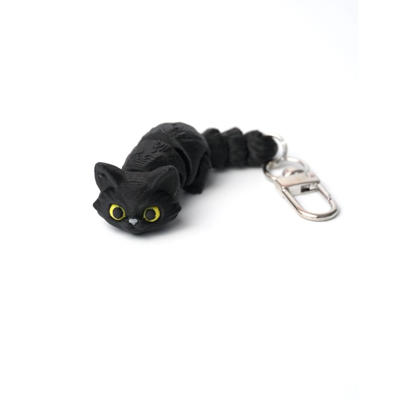 Porte-clefs chat noir anti-stress articulé