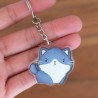 Porte-clefs chat gris et blanc