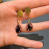 Boucles d'oreilles chat résine - Rose
