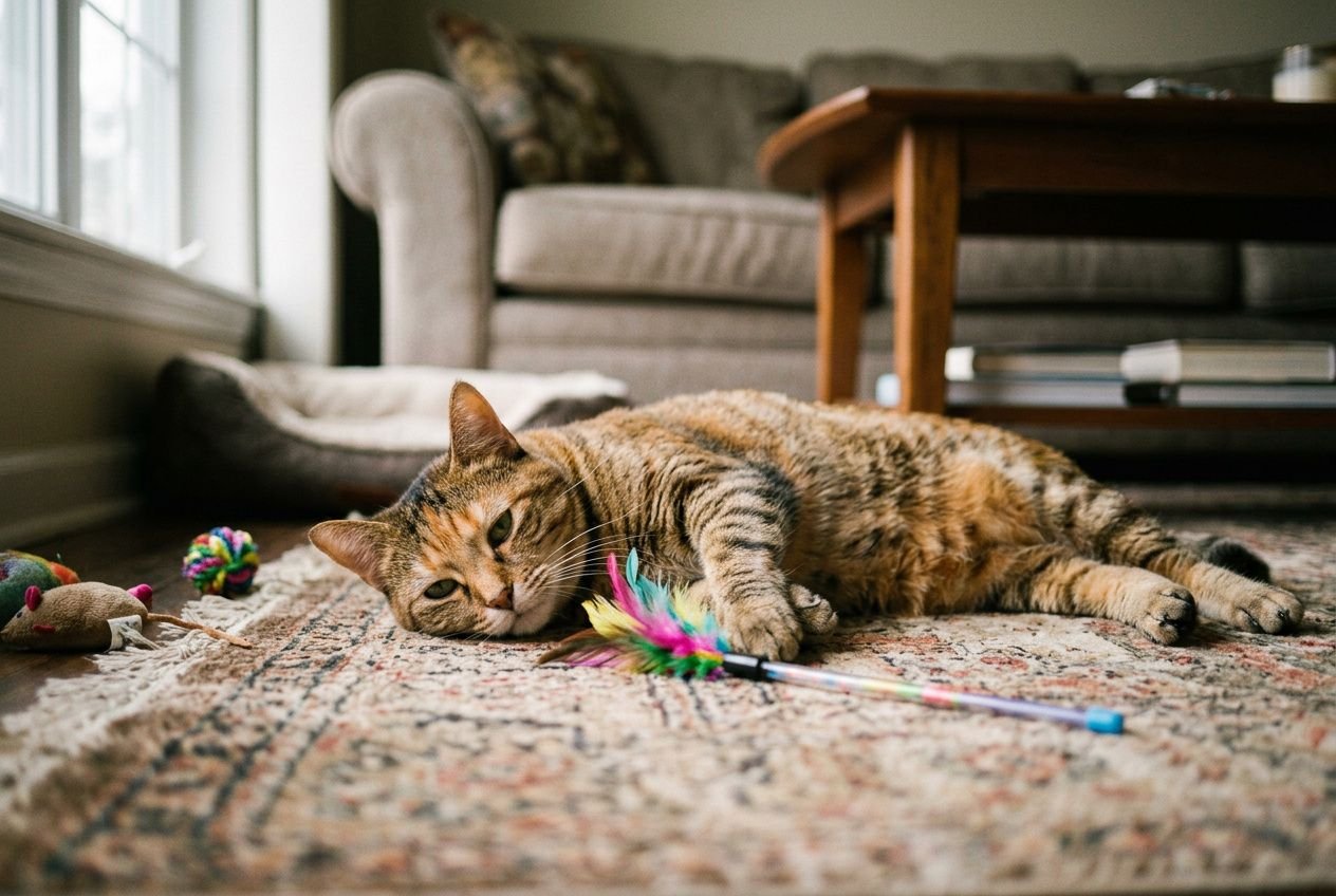 Chat jouant avec un jouet anti-ennui coloré