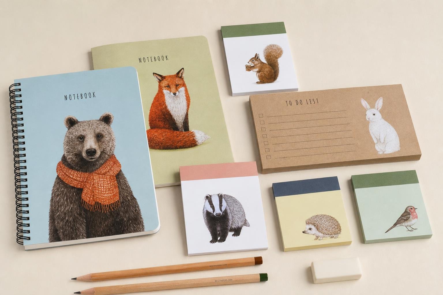 Papeterie illustrée animaux : carnet & papier à lettres originaux